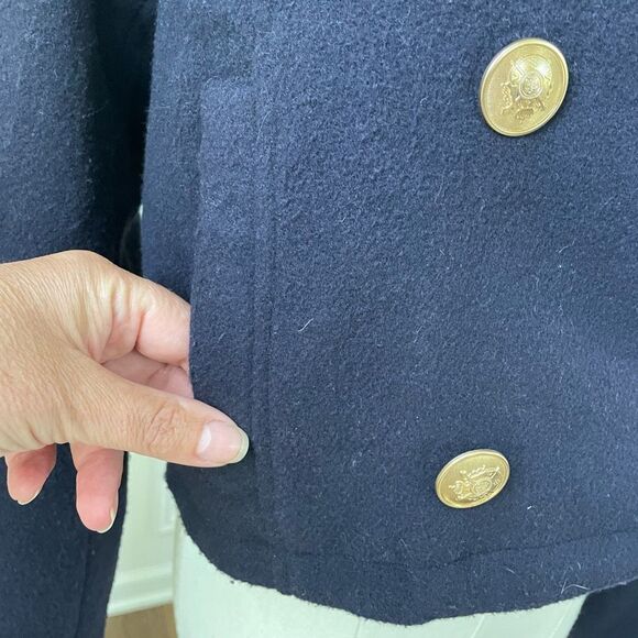 NWT 7 For All Mankind 7FAM Navy Blue Cropped Pea Coat Military XS. FLAWED - Picture 5 of 12